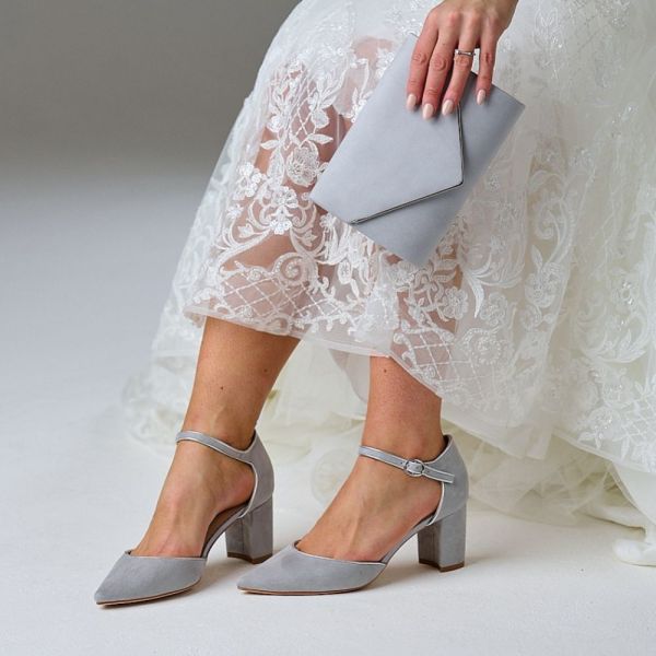 Ultrasuede Stone Coloured Court Shoes & Clutch Bag