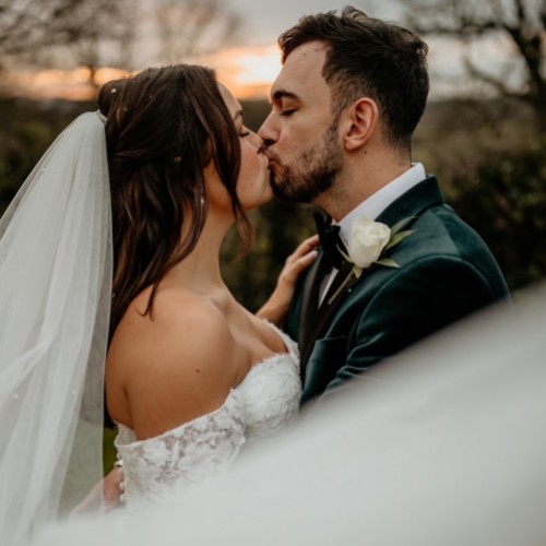 Real Bride - Ella wearing Avalanche veil