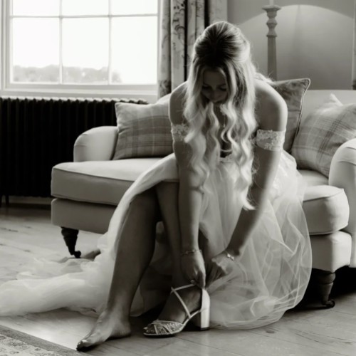 Real Bride - Shoni wearing peony sandals