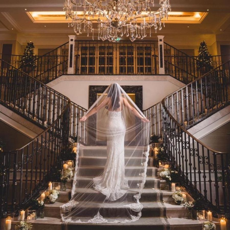 Real Bride - Laura wearing Kensington veil