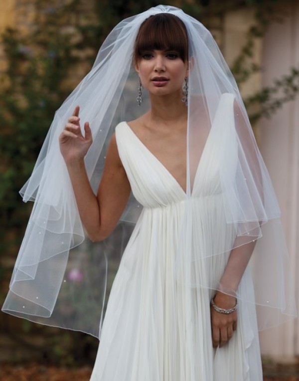 Sahara Two Tier Diamante Veil with Pencil Edge