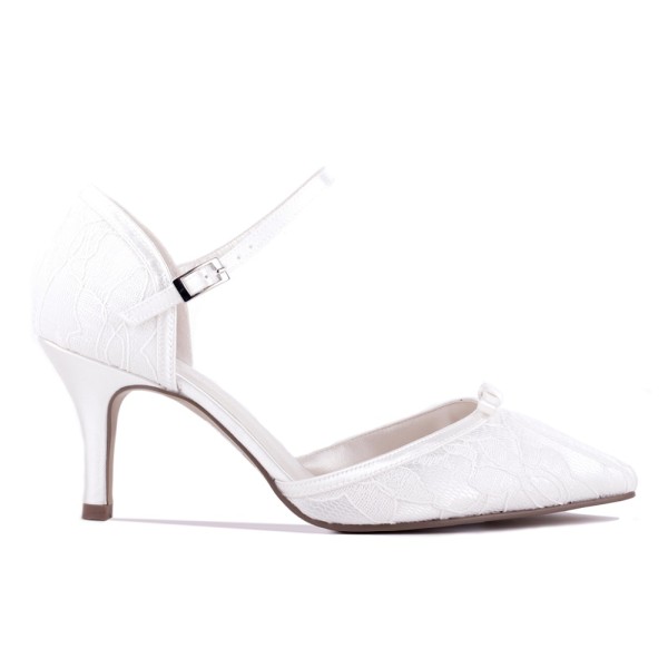 Paradox London Devotion Dyeable Ivory Lace Ankle Strap Wedding Shoes