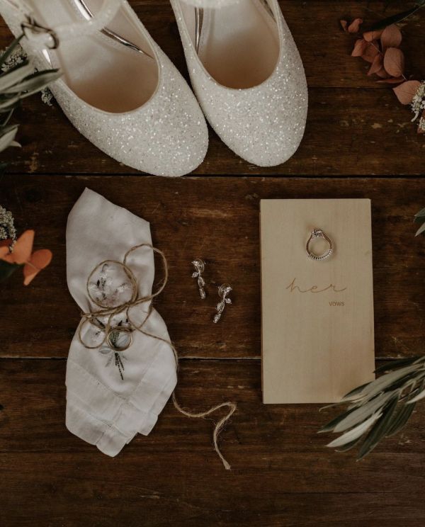 Real Bride Hannah wearing Madeline snow glitter shoes