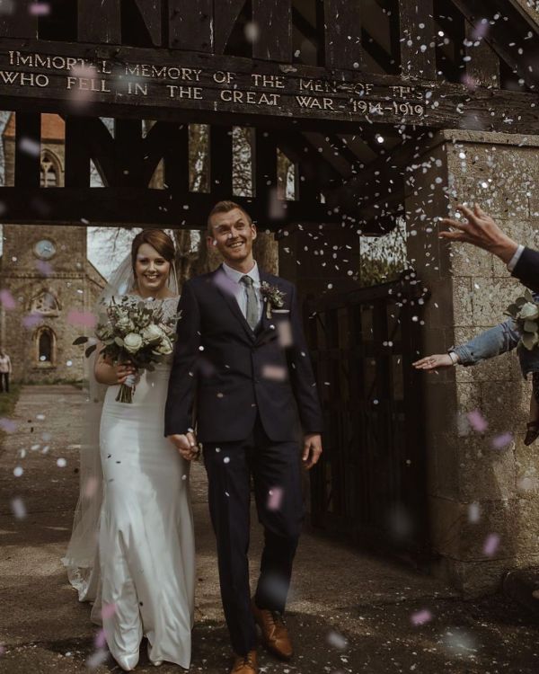 Real Bride Harriet wearing Billie satin court shoes