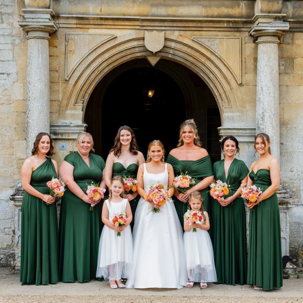 Real Bridesmaids wearing Olive Green Multiway