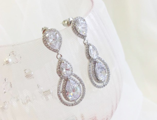 Sparkling Silver Prom Earrings from Lace & Favour