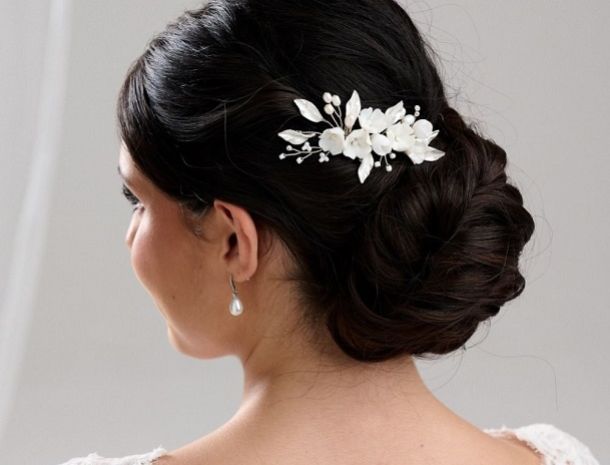 Apurva Pearls Brown Floral Hair Brooch — JewelMaze.com