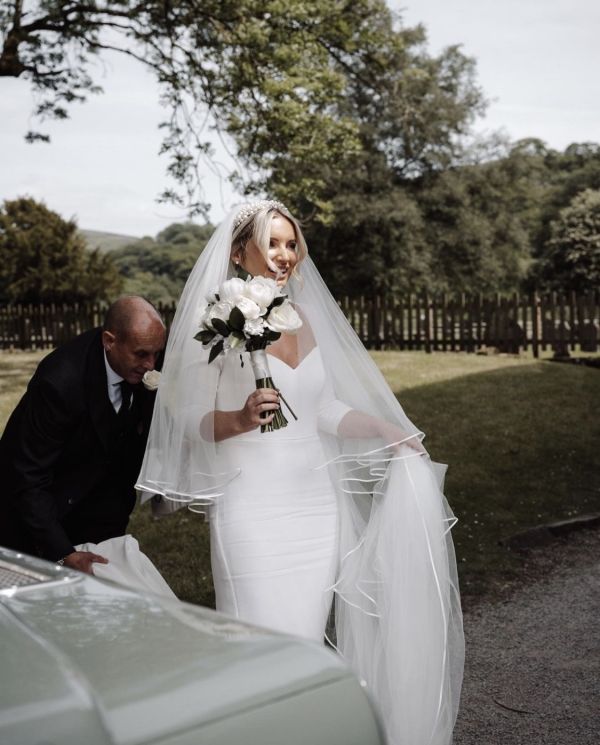 Photo of Bianco Ivory Soft Tulle Two Tier Satin Edge Cathedral Veil S241 uploaded by A on 23rd June 2023