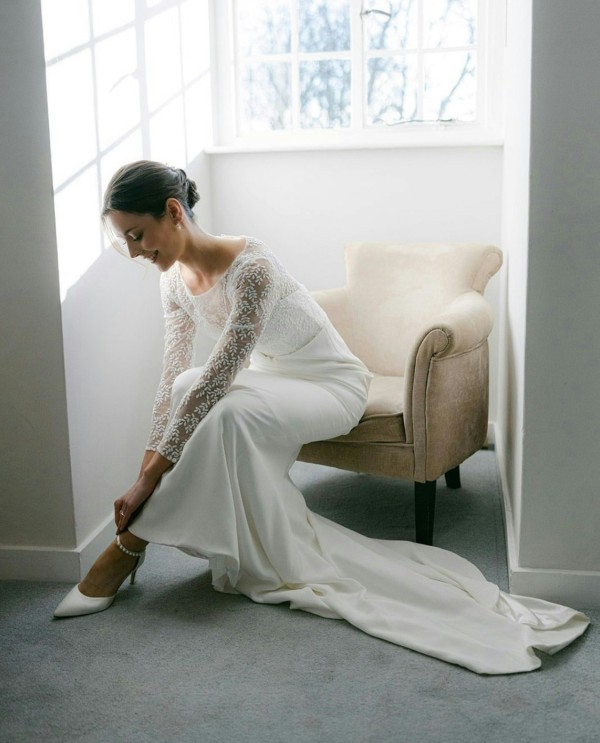 Photo of Perfect Bridal Ella Mid Dyeable Ivory Satin Keshi Pearl Ankle Strap Court Shoes uploaded by A on 20th May 2025