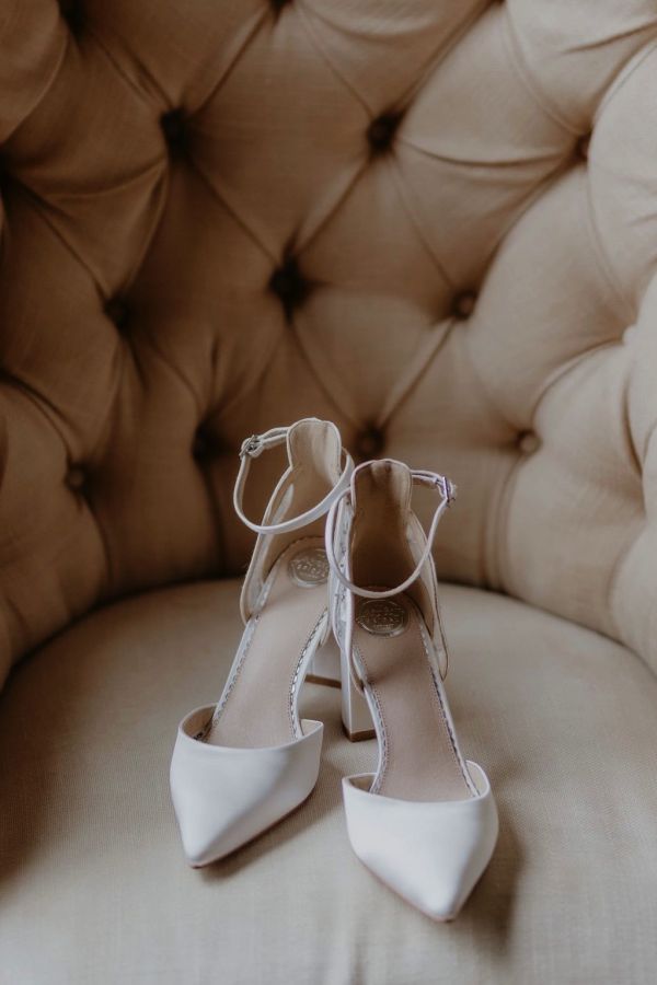 Photo of Perfect Bridal Indi Dyeable Ivory Satin Block Heel Ankle Strap Court Shoes uploaded by A on 11th October 2022