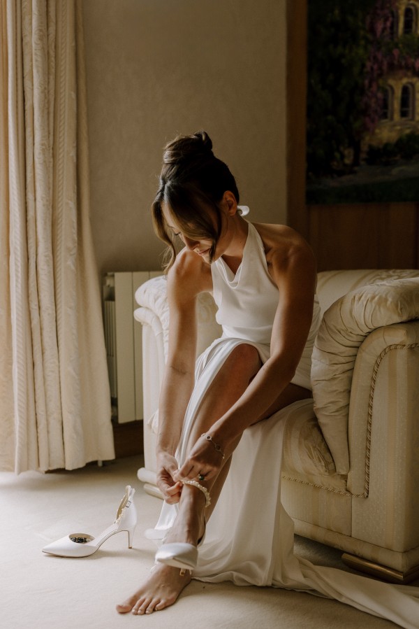 Photo of Perfect Bridal Ella Mid Dyeable Ivory Satin Keshi Pearl Ankle Strap Court Shoes uploaded by C on 24th June 2024