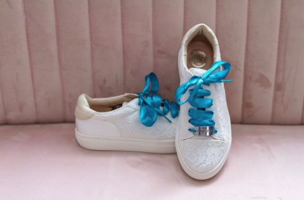 Photo of Perfect Bridal Pia Ivory Lace Wedding Trainers with Satin Ribbon uploaded by C on 21st October 2021