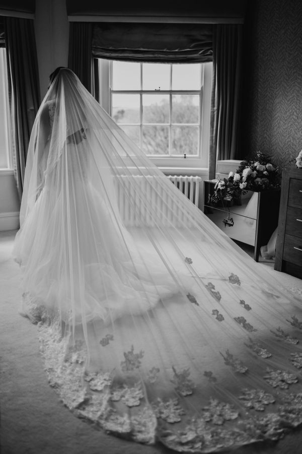 Photo of Perfect Bridal Ivory Single Tier Beaded Floral Lace Cathedral Veil with Motifs uploaded by D on 25th April 2023