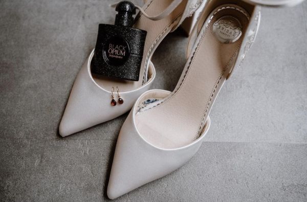 Photo of Perfect Bridal Indi Dyeable Ivory Satin Block Heel Ankle Strap Court Shoes uploaded by H on 11th January 2023