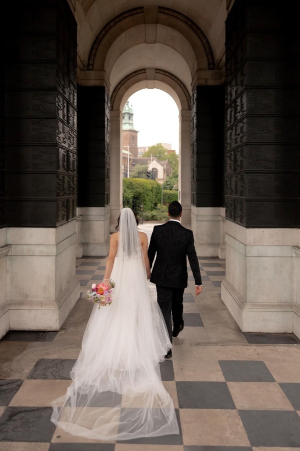 Photo of Bianco Ivory Plain Single Tier Cathedral Veil with Cut Edge S261 uploaded by K on 5th August 2024