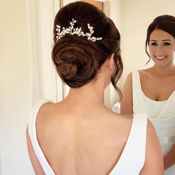 Photo of Elodie Crystal and Pearl Wedding Hair Pin (Silver) uploaded by L on 31st March 2021