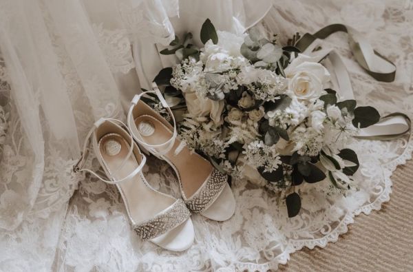 Photo of Perfect Bridal Blair Ivory Satin Crystal Embellished Cross Strap Block Heel Sandals uploaded by L on 3rd July 2023