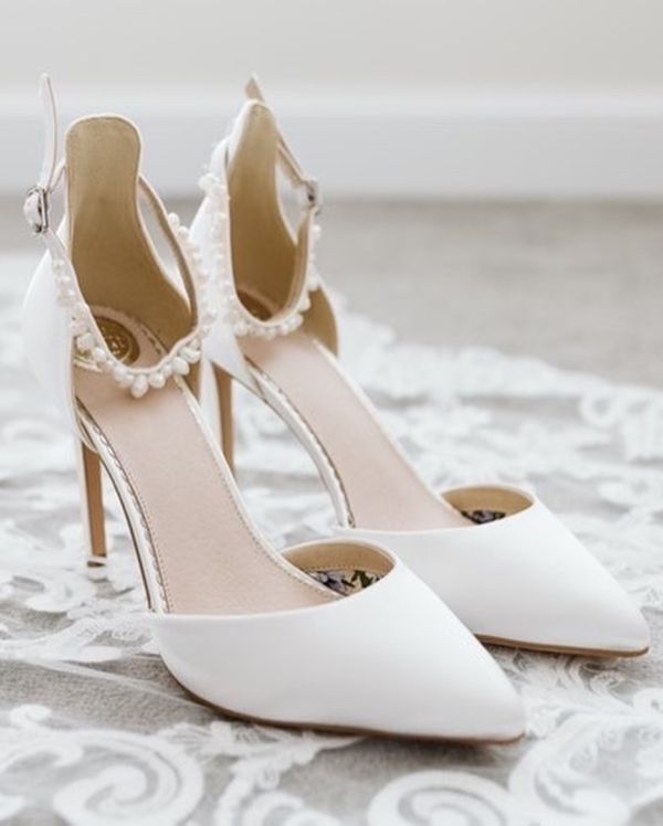 Photo of Perfect Bridal Ella Dyeable Ivory Satin Keshi Pearl Ankle Strap Court Shoes uploaded by L on 10th June 2022
