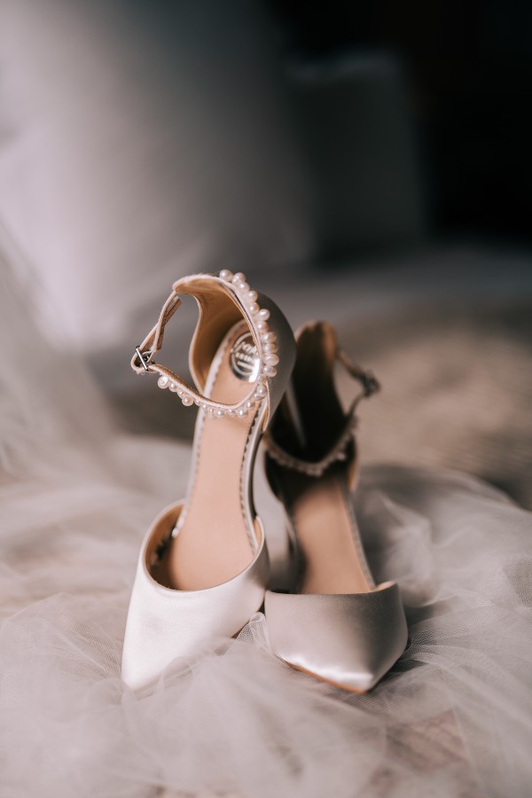 Photo of Perfect Bridal Ella Dyeable Ivory Satin Keshi Pearl Ankle Strap Court Shoes uploaded by L on 24th April 2024