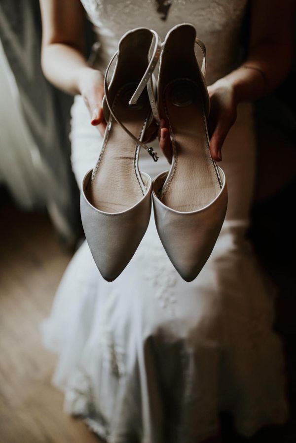 Photo of Perfect Bridal Tilly Dyeable Ivory Satin Ankle Strap Flats uploaded by L on 8th June 2023