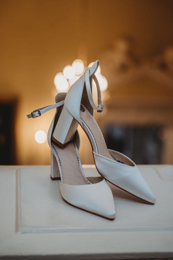 Photo of Perfect Bridal Liberty Ivory Satin Block Heel Ankle Strap Court Shoes uploaded by O on 24th July 2023