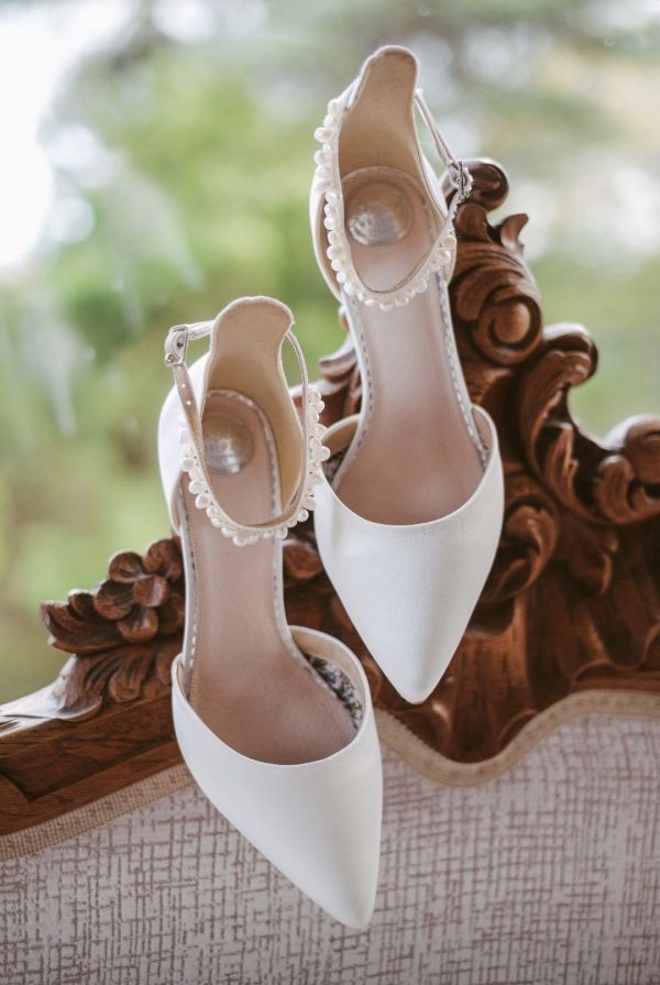 Photo of Perfect Bridal Ella Mid Dyeable Ivory Satin Keshi Pearl Ankle Strap Court Shoes uploaded by RR on 17th June 2022