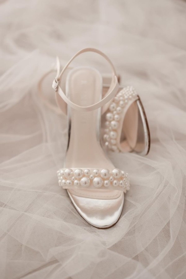 Photo of Rainbow Club Clara Ivory Satin Pearl Block Heel Bridal Sandals uploaded by V on 22nd August 2024