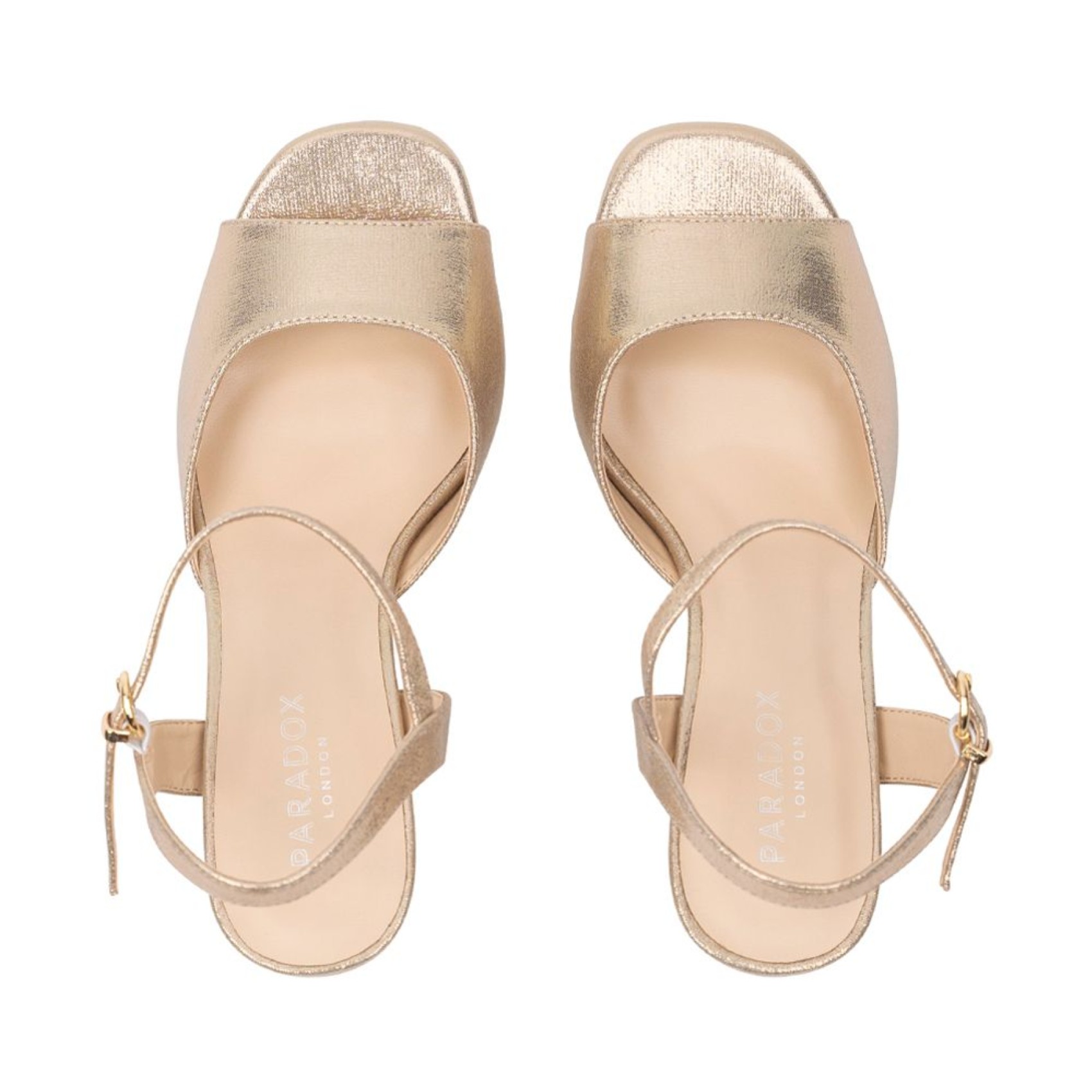 Lolita Champagne Shimmer High Block Heel Platform Sandals
