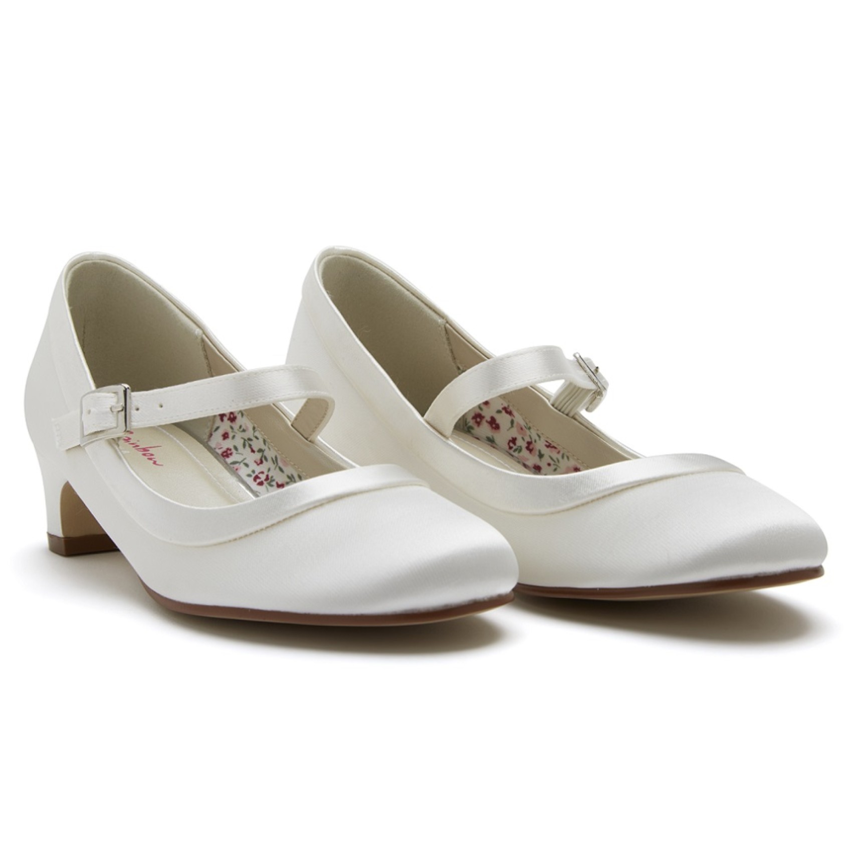 Maisie by Rainbow Club | Dyeable Ivory Satin Kids Bar Shoes