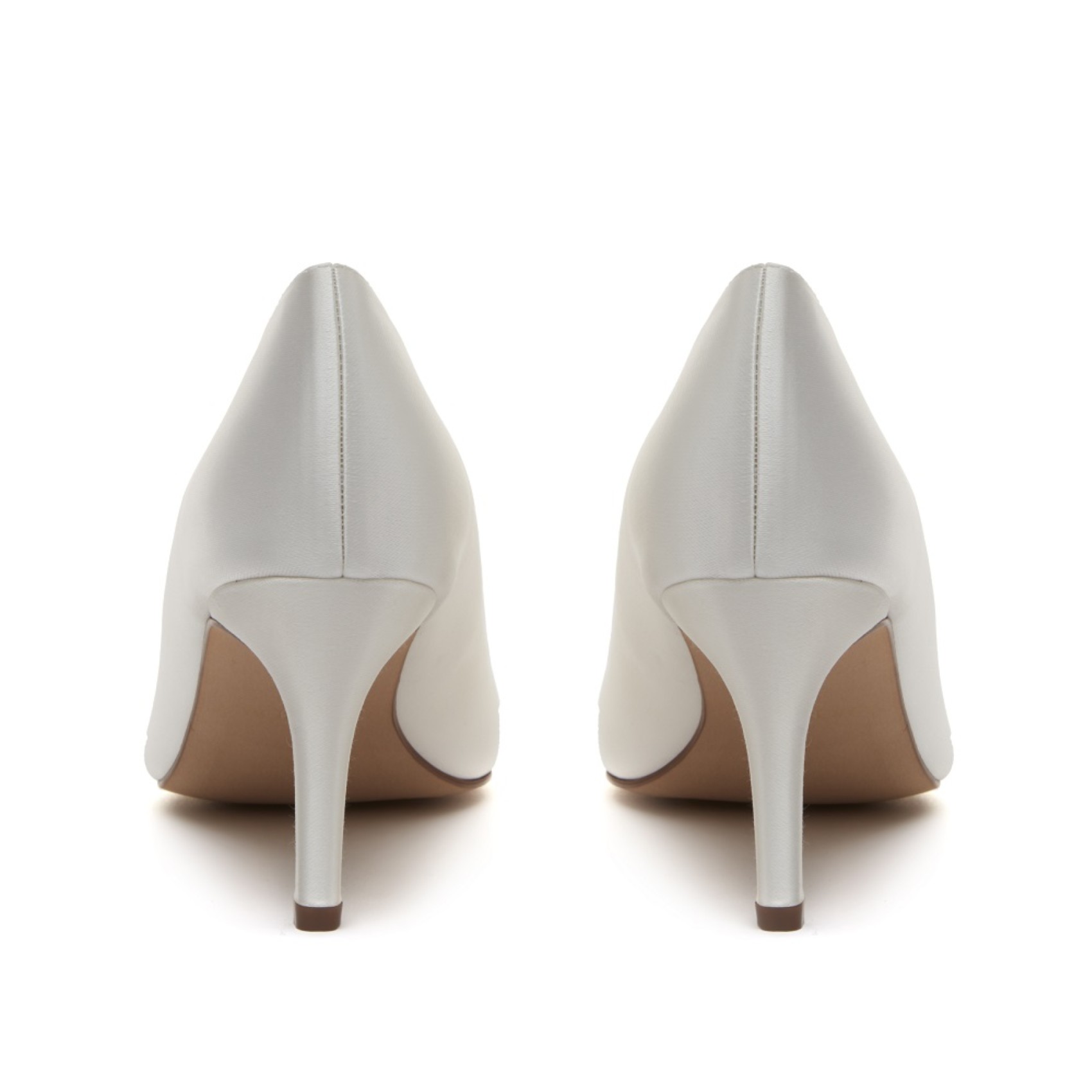 Rainbow Club Morgan Dyeable Ivory Satin Mid Heel Pointed Court Shoes