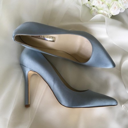 Freya Rose Charlie Blue Satin Pointed Toe Court Shoes