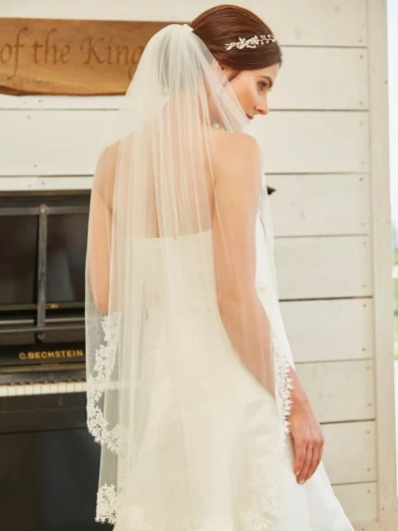 RULTA UK Ivory/White 1 Tiers Waist Length Wedding Bridal Veil Rhinestone Edge &1 