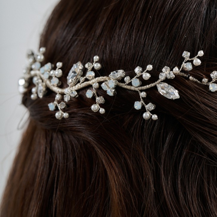 Adeline Opal Kristall und Perle Hochzeit Haarsträhne
