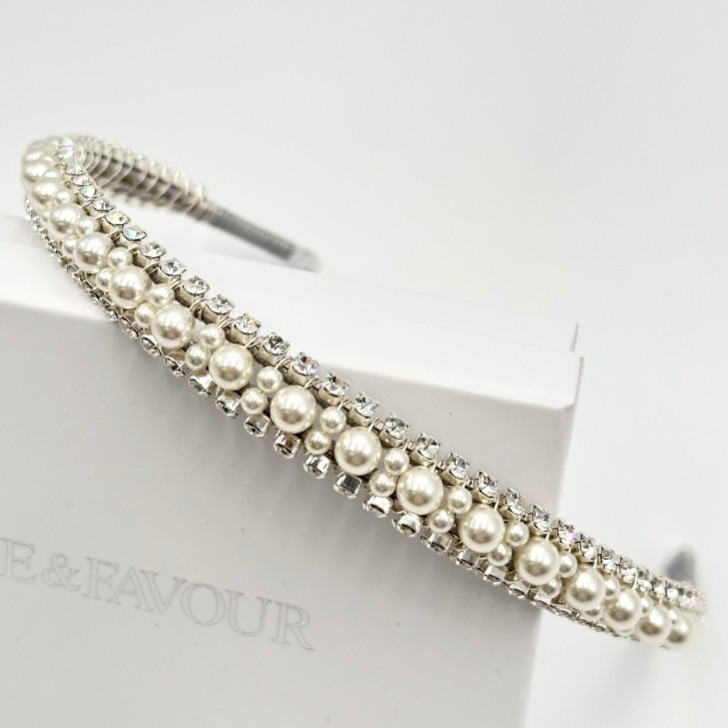 Adelphi Vintage Pearl and Crystal Bridal Headband