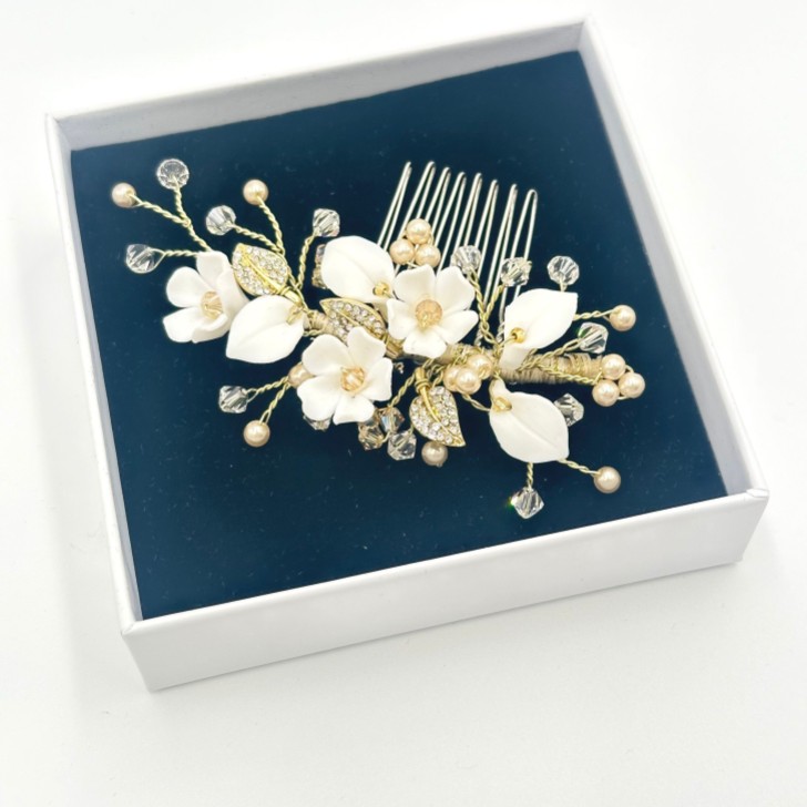 Almeida Gold Floral Mini-Haarkamm