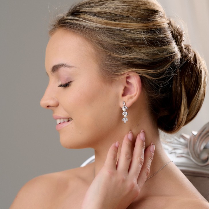 Amalia Silver Cubic Zirconia and Pearl Drop Earrings
