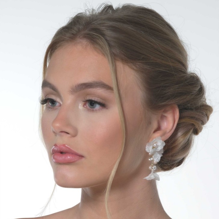 Amaryllis Blush Pearls Floral Drop Earrings