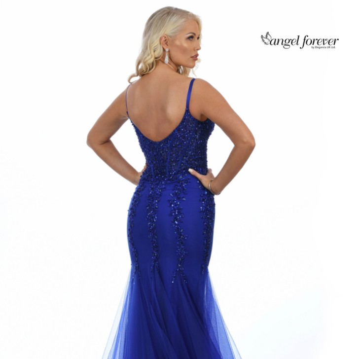 Angel Forever Sequin Embellished Corset Mermaid Prom Dress (Royal Blue)