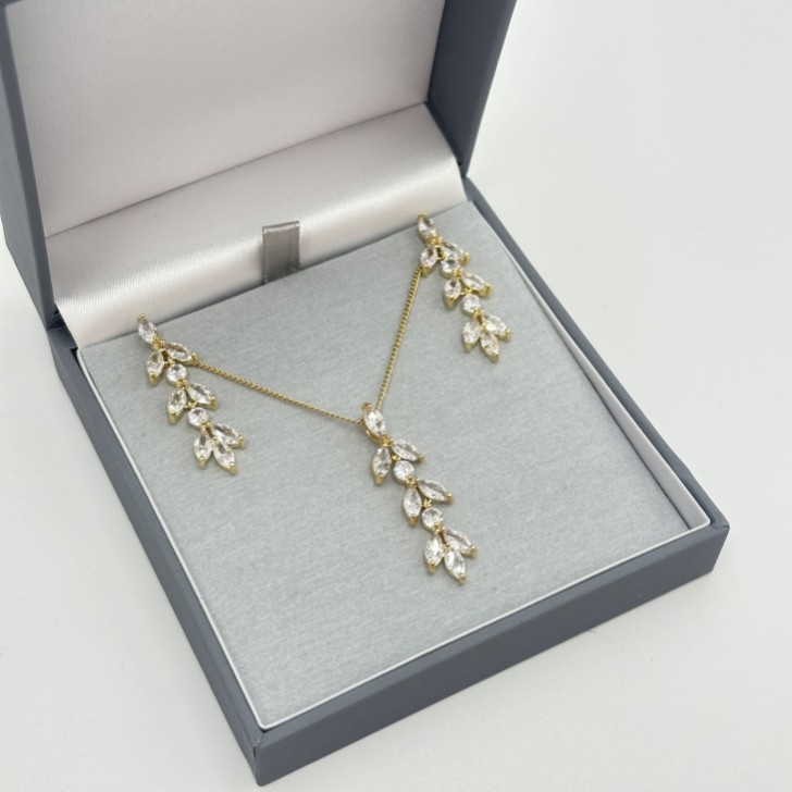 Aria Gold Cubic Zirconia Bridal Jewellery Set