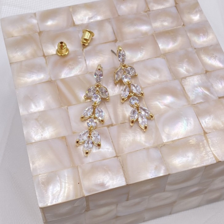 Aria Gold Cubic Zirconia Drop Earrings