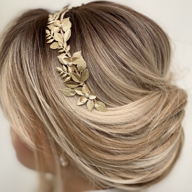 Arianna Iris Flowers and Leaves Wedding Headband AR633