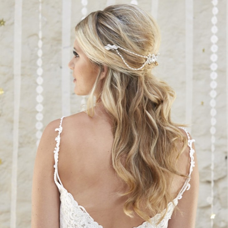 Arianna Lyra Vintage Pearl and Crystal Bridal Hair Drape AR562