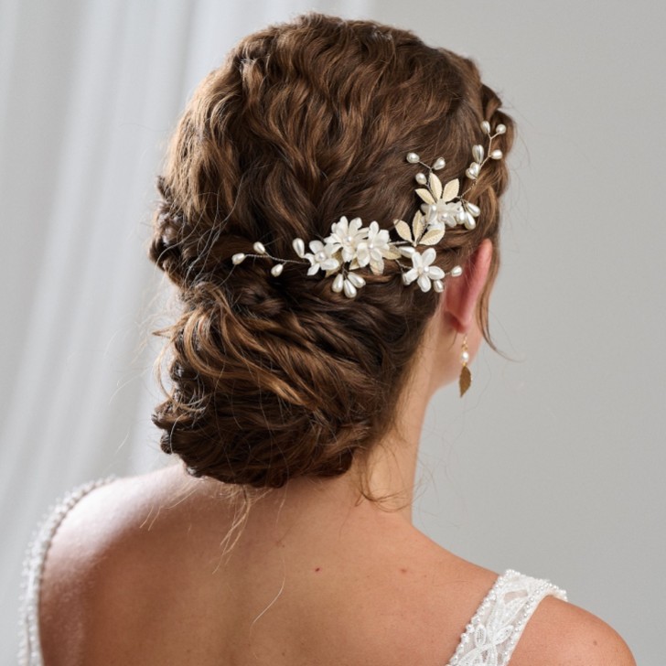Arianna Magnolia Flowers and Pearl Wedding Hair Comb AR604