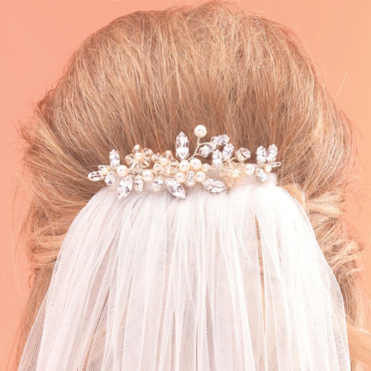 Arianna Pearl Blossom Bridal Veil Comb AR434