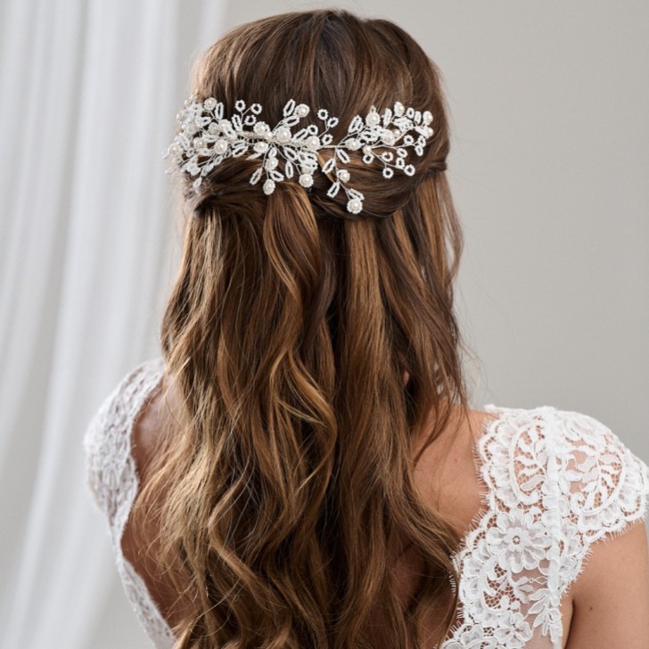 Arianna Statement Floral Beaded and Pearl Hair Comb AR804