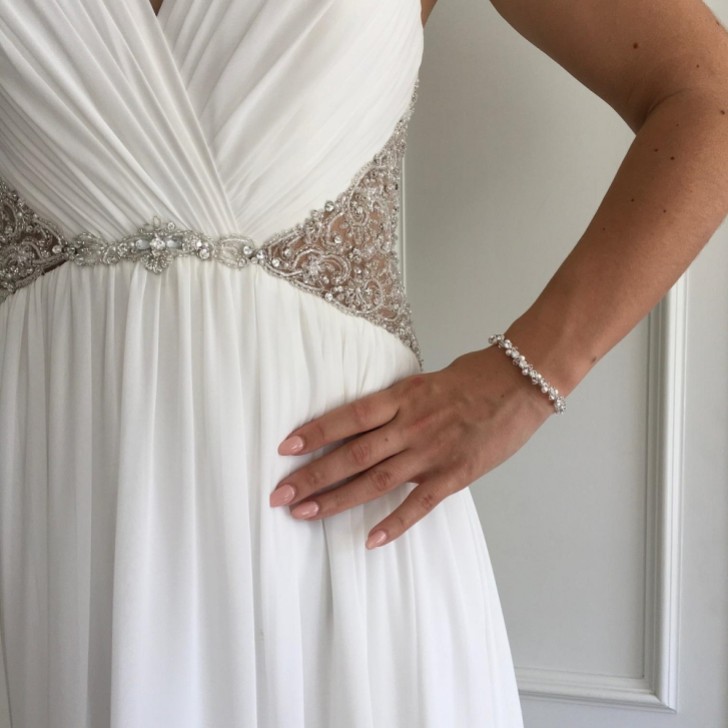 Arianna Hayworth Woven Pearl and Crystal Wedding Bracelet ARW092