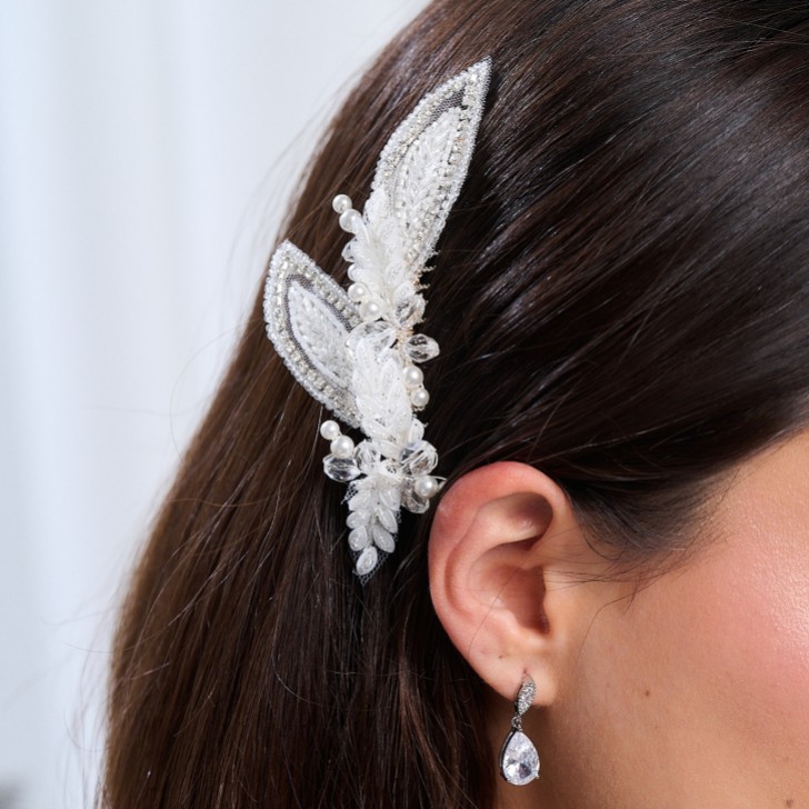 Astoria Vintage Inspired Beaded Leaves Asymmetric Comb