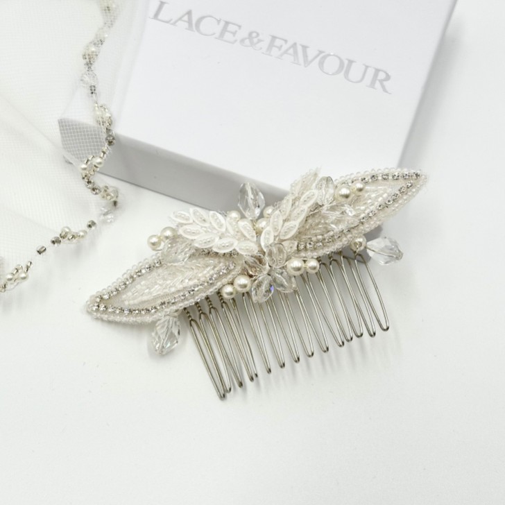 Astoria Vintage Inspired Beaded Leaves Hair Comb