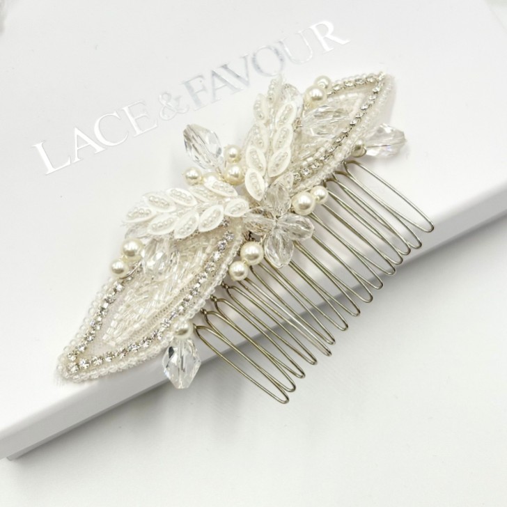 Astoria Vintage Inspired Beaded Leaves Hair Comb