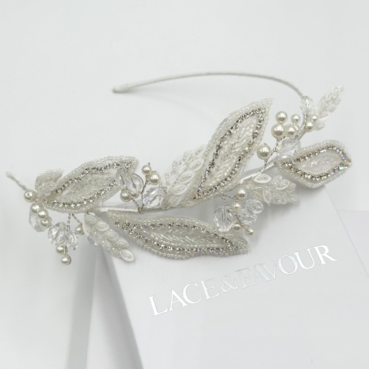 Astoria Vintage Inspired Beaded Leaves Side Headband